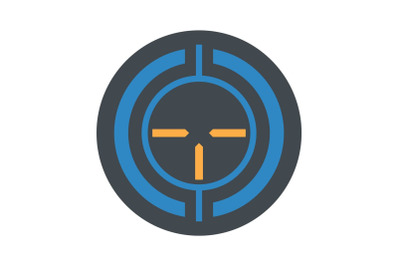 Old sniper aim icon, flat style