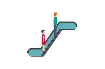 People at escalator icon, flat style