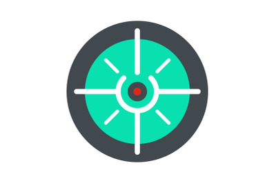 Soldier gun aim icon, flat style