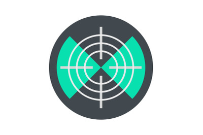 Maritime radar aim icon, flat style