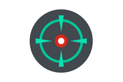 Old gun aim icon, flat style