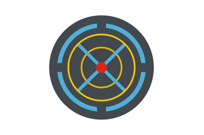 Red gun aim icon, flat style