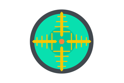 Green gun aim icon, flat style