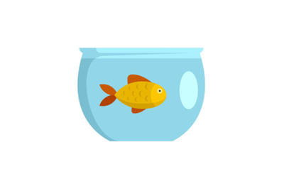 Fish in aquarium icon, flat style