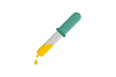 Pipette yellow drop icon, flat style