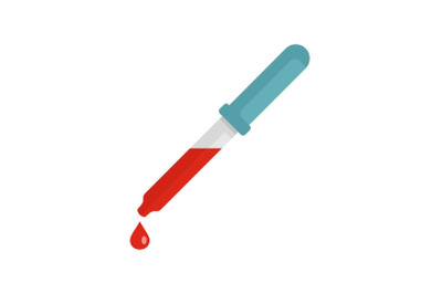 Pipette with blood icon, flat style