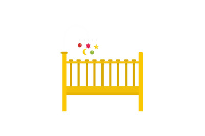 Baby bed icon, flat style