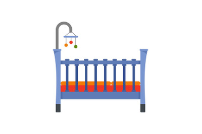 Baby crib icon, flat style