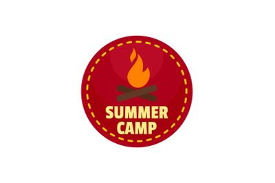 Summer camp fire logo, flat style