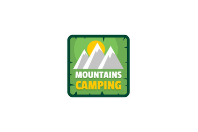 Moutains camping logo, flat style