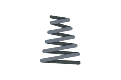 Metal spring coil icon, flat style