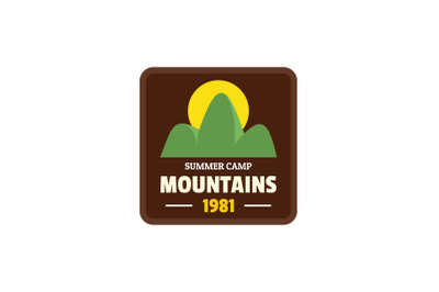 Summer camp mountains logo, flat style