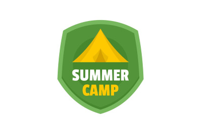 Summer tent camp logo, flat style