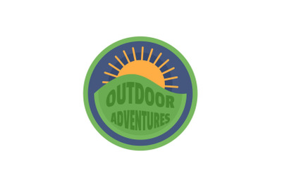 Outdoor sun adventures logo, flat style