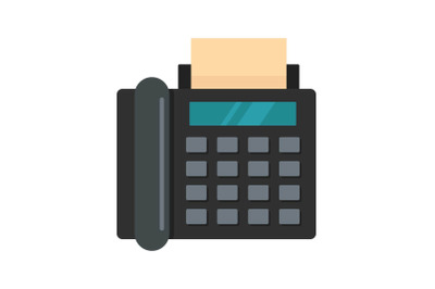 Black fax icon, flat style