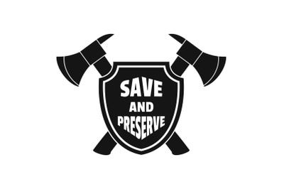 Save and preserve logo, simple style