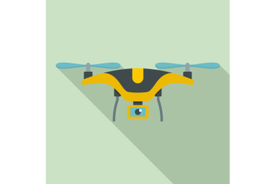 Yellow drone icon, flat style