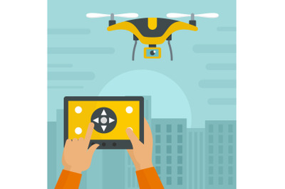 Control drone on pad background, flat style