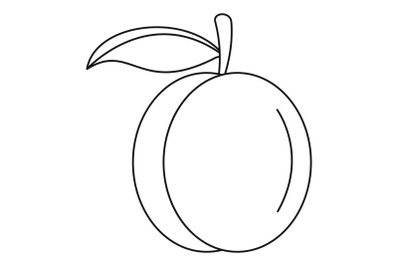 Whole peach icon, outline style