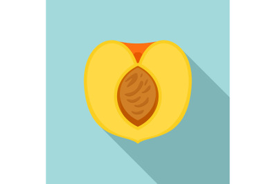 Half peach icon, flat style