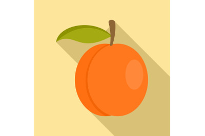 Whole peach icon, flat style