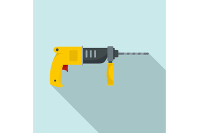 Hammer drill icon, flat style