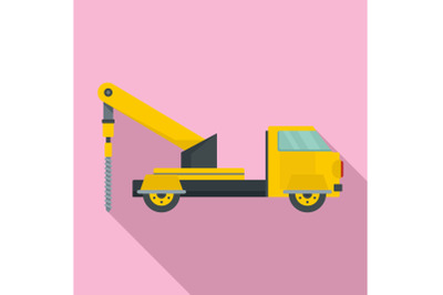 Truck drill icon, flat style