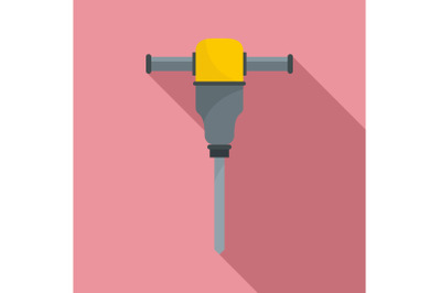 Hand drill machine icon, flat style