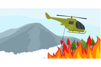 Fire in forest background, flat style