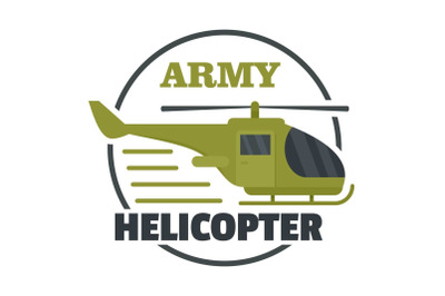 Army helicopter icon, flat style