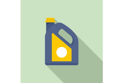 Oil plastic canister icon, flat style