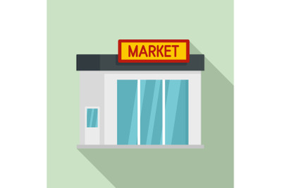 Gas station market icon, flat style