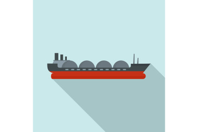 Petrol tanker ship icon, flat style