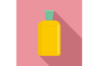 Yellow plastic bottle icon, flat style