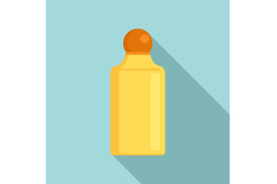 Gold shampoo bottle icon, flat style