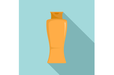 Sun creme bottle icon, flat style