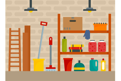 House cellar background, flat style
