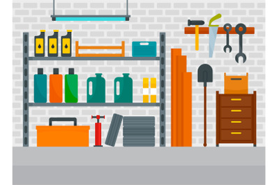 Cellar garage background, flat style