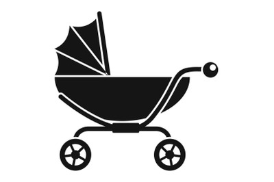 Classic baby pram icon, simple style
