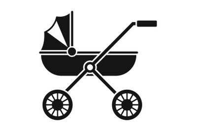 Brand baby pram icon, simple style