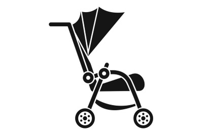 Baby pram icon, simple style