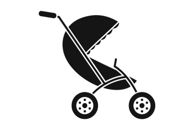 Baby stroller icon, simple style