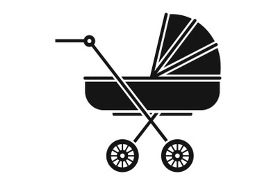 Retro baby carriage icon, simple style