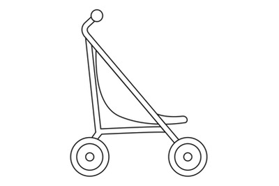 Little pram icon, outline style