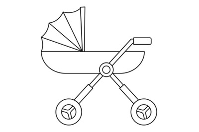 Baby pram carriage icon, outline style