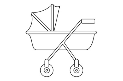 New baby carriage icon, outline style