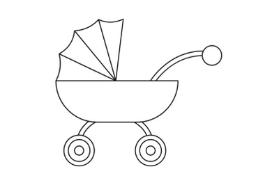 Baby carriage icon, outline style