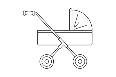 Baby pram icon, outline style