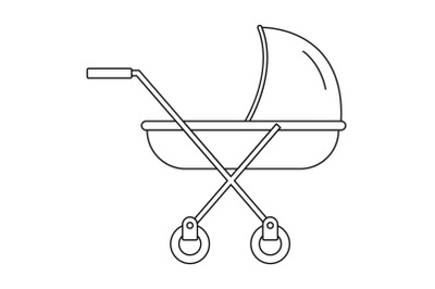 Modern baby carriage icon, outline style