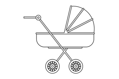 Baby stroller icon, outline style